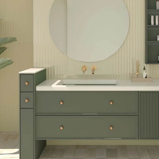 Azulejo Acanto — Bone Reeded Gloss, instalación