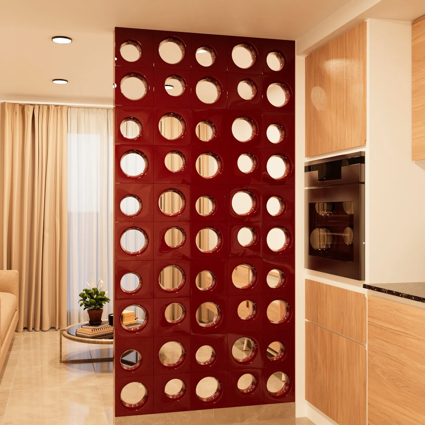 Celosía cerámica Jade Haus Arq. como divisor interior