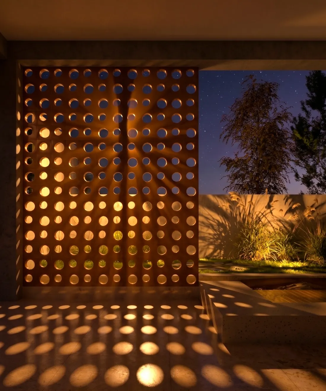 Celosía Circular — Ámbar, detalle